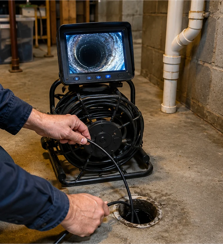 Main water shut-off and sewer cleanout area in a Hastings, Minnesota home before a sewer scope inspection