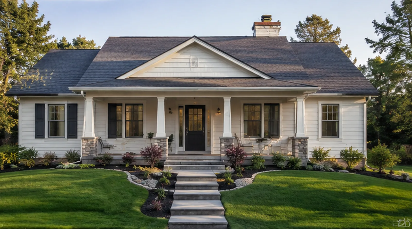Traditional front porch of a home prepared for listing in Hastings, Minnesota