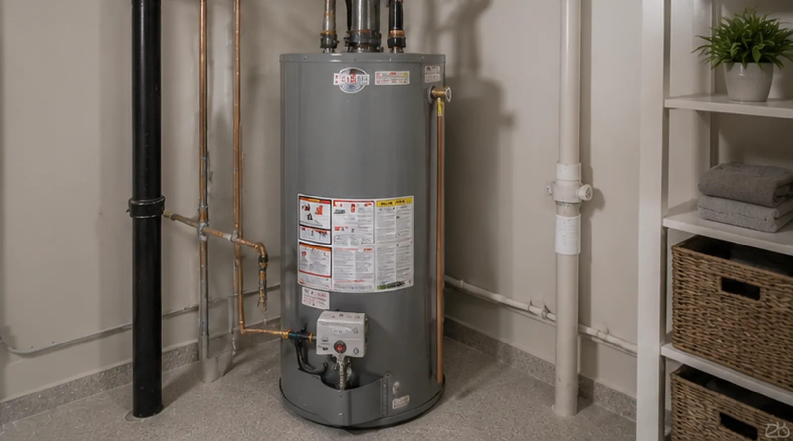 Water heater and supply lines in a rural Hastings, Minnesota home on a private well